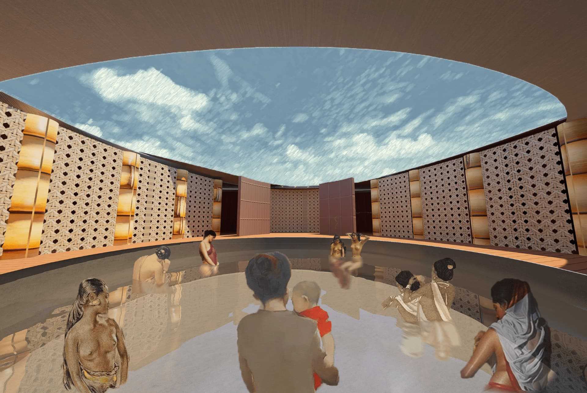 Open Roof Bathing Area, Interior View