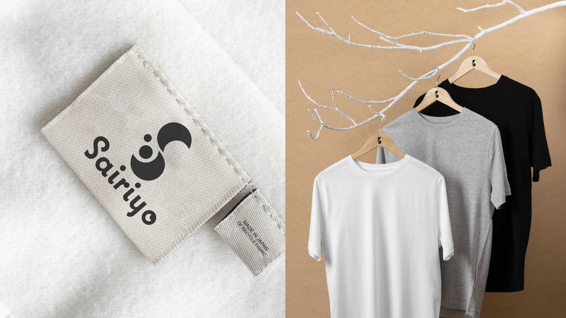 This image shows mockups from the Sairiyo brand identity project. The visuals demonstrate how the logo and branding system are applied to clothing tags and hangers, emphasising a clean, inclusive, and sustainable design language. The project reflects Nathalie Hurtado Parra’s exploration of minimalist visual communication and environmentally conscious branding.