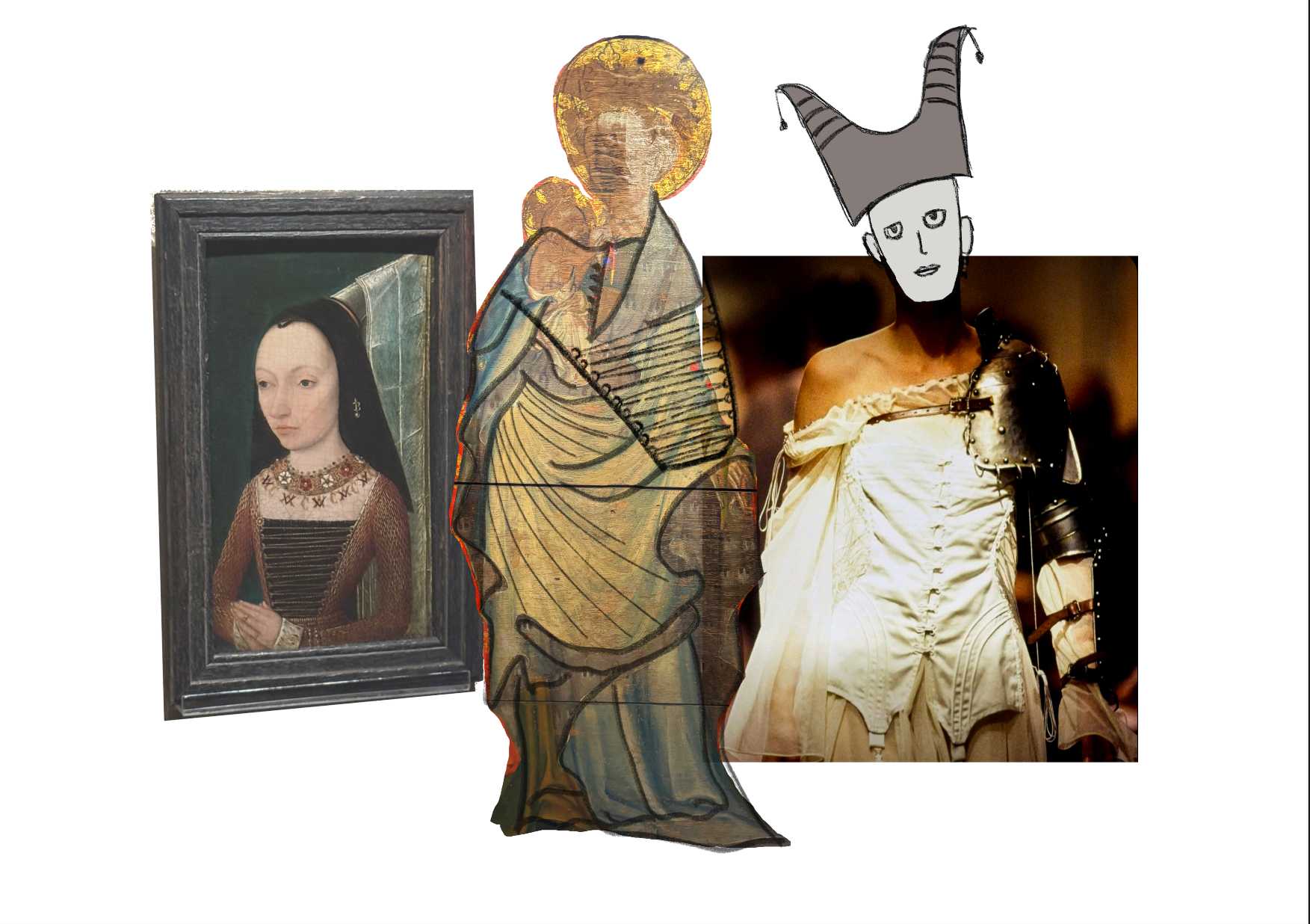 Kilian’s concept was inspired by medieval 14th century womenswear as well as knight armour from that time, she wanted to mix those two styles to see the outcome.