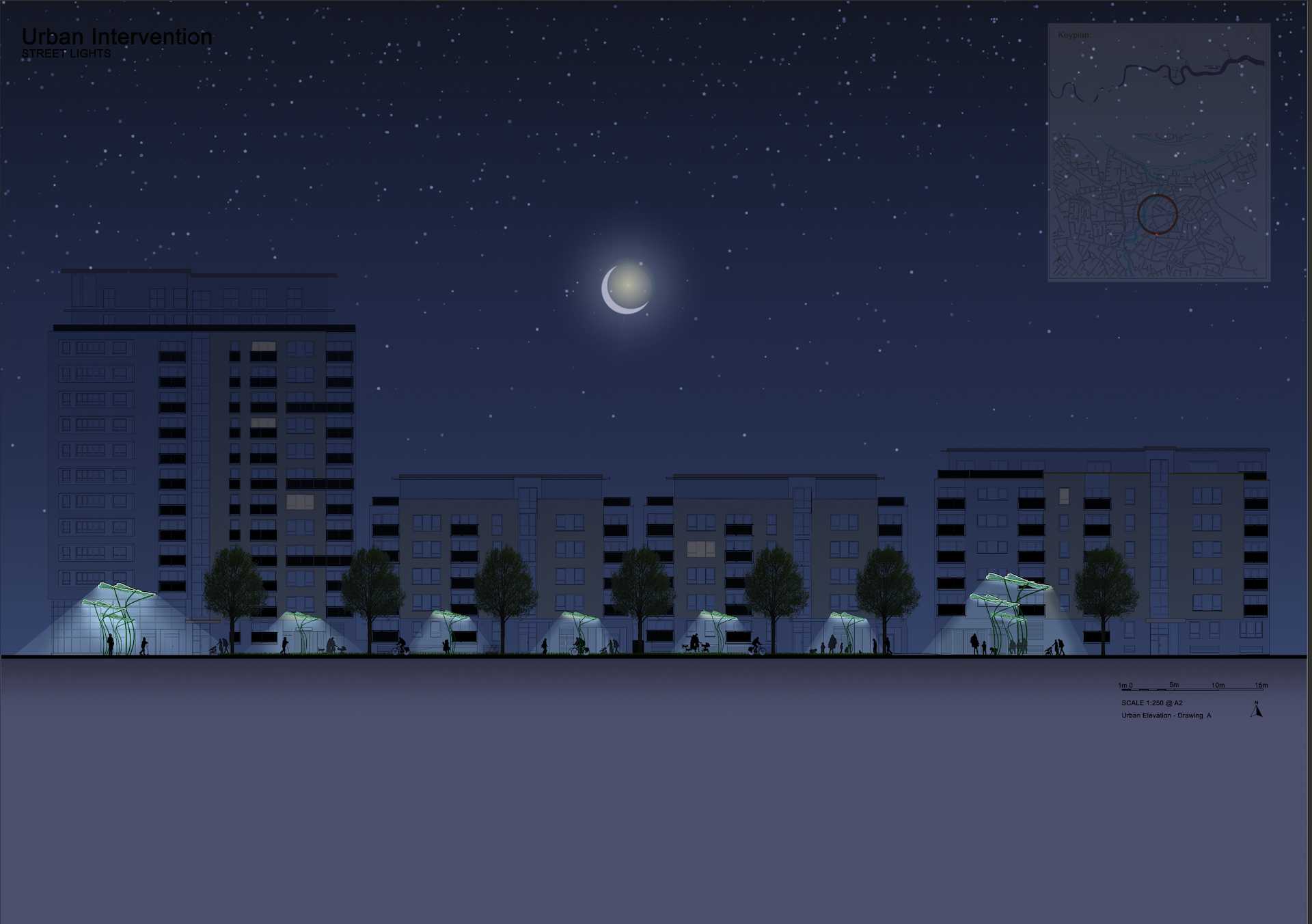 Urban Intervention Elevation — Night View