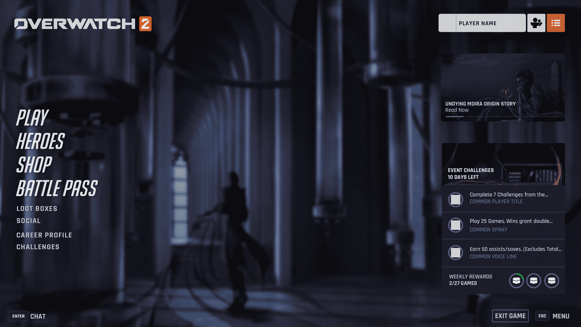 Themed menu screen illustration with in-game advertising for associated comic — overlay made in InDesign.