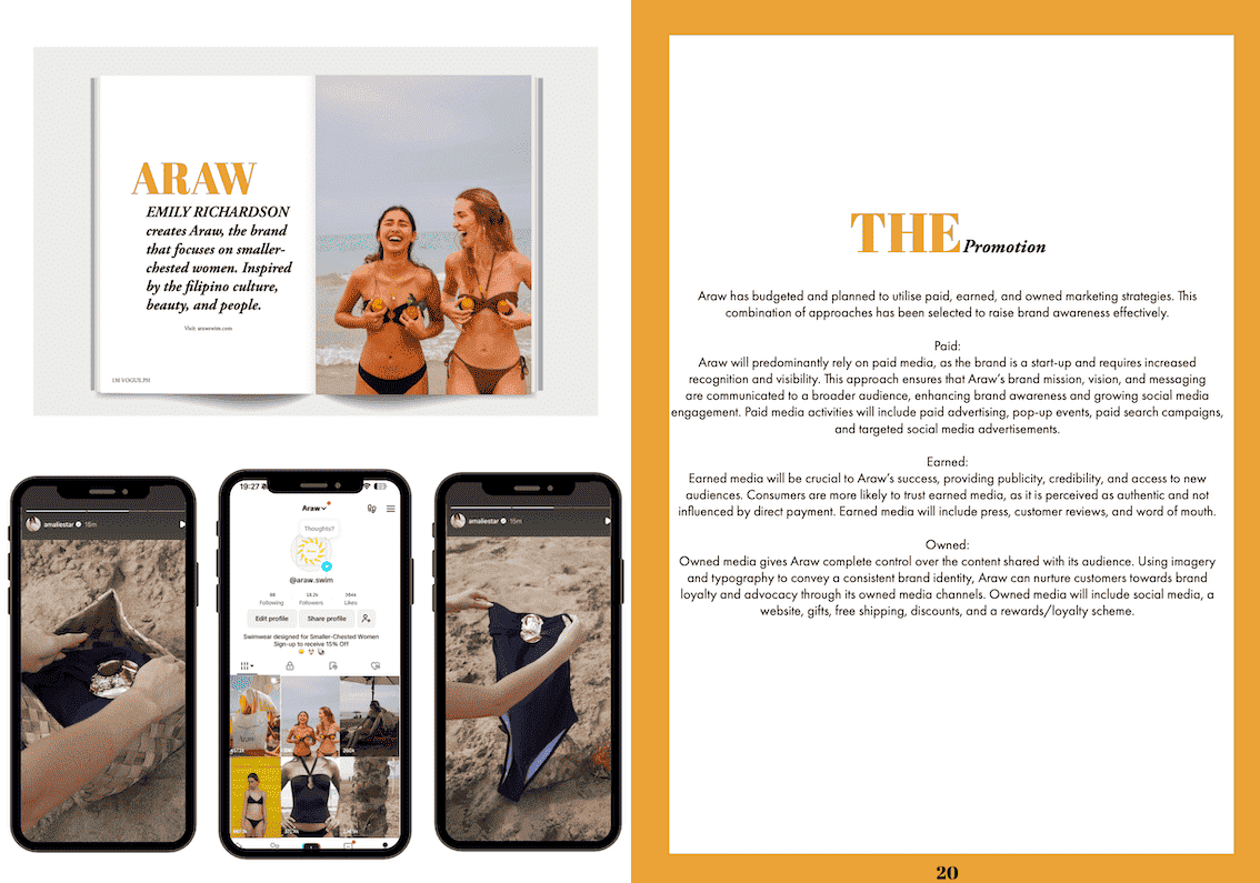 The promotion illustrates the integration of Richardson's paid, earned, and owned media strategies, each playing a key role in amplifying brand visibility. The paid strategy includes targeted advertisements designed to reach a specific audience, while the earned media reflects organic exposure through features, shares, and word-of-mouth. Owned media, such as the brand’s website and social platforms, provide a consistent space to communicate the brand’s identity and values. These approaches form a cohesive marketing strategy to build awareness and engagement effectively.