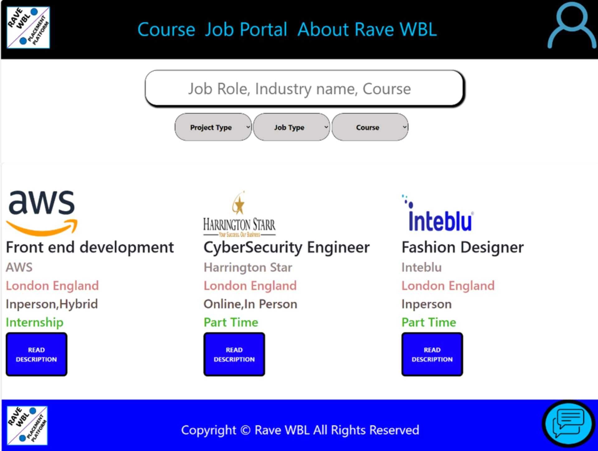 Job Portal UI End Result