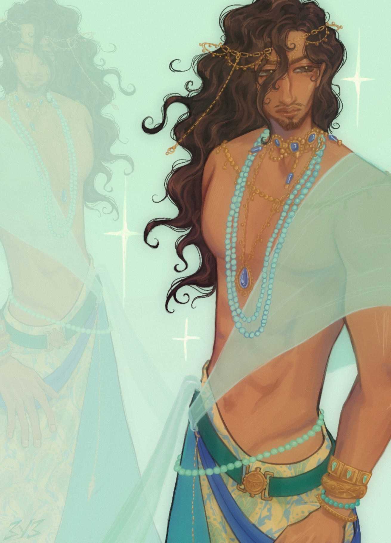 House of Cards Illustration of Galleon's character in an outfit inspired by his Indian heritage.