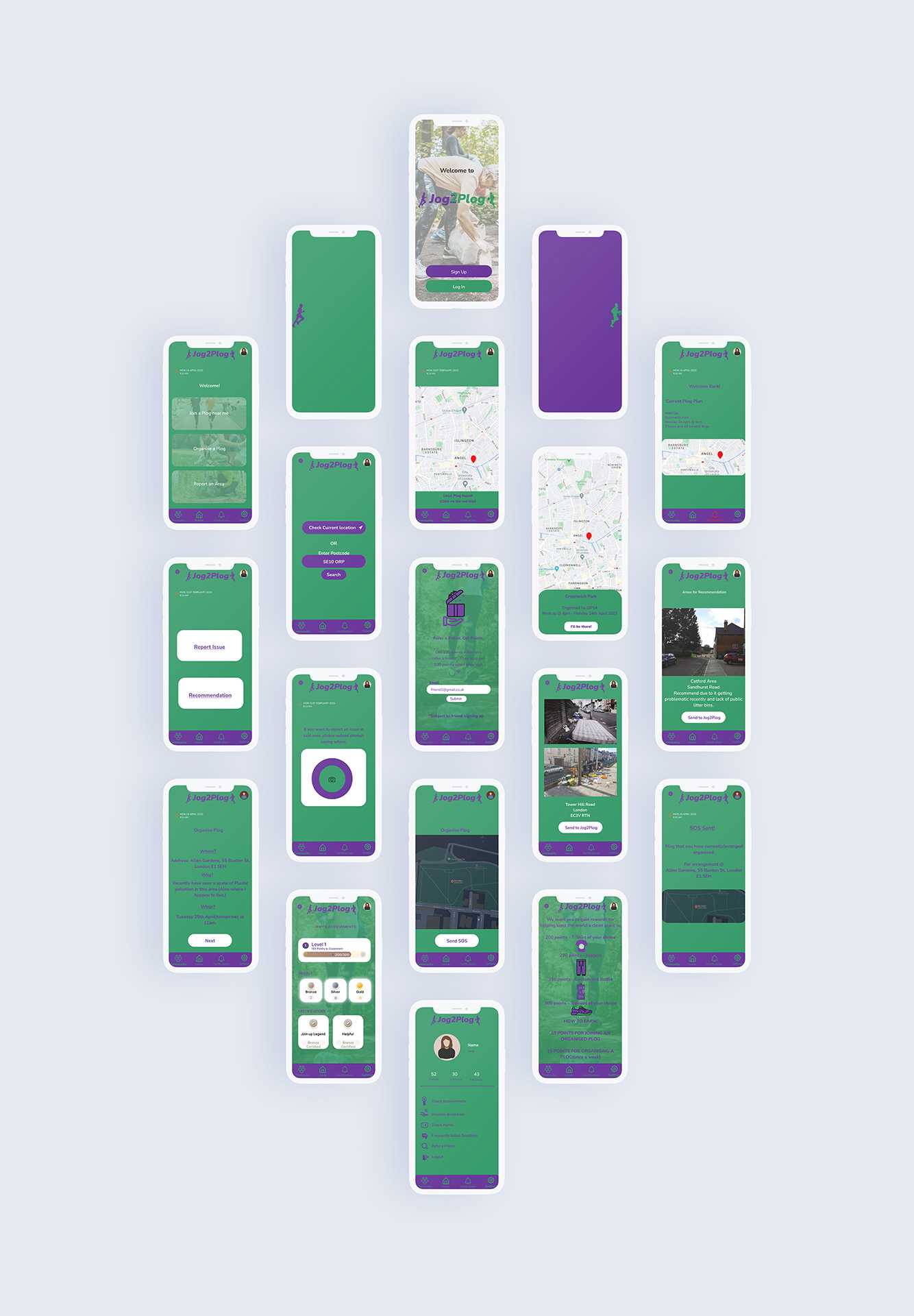 Jog2Plog is a community-driven wellness app encouraging users to combine jogging with litter-picking to stay active, fit, and environmentally conscious. Developed during the first year of study, the app features SOS alerts to help keep local areas clean, motivates community participation, and offers incentives to users who take part regularly, promoting healthier lifestyles and cleaner neighbourhoods.
