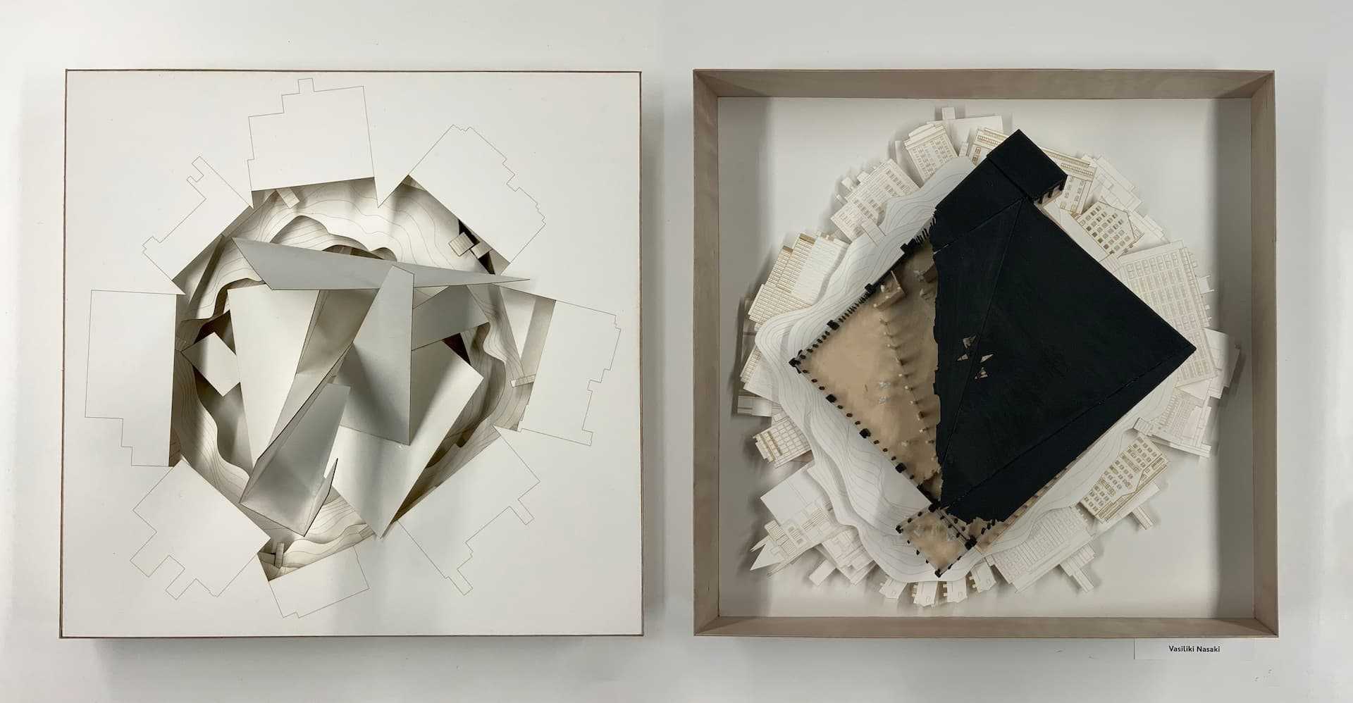 Physical model exploring a floating exhibition space on the Thames, designed in response to rising sea levels and showcasing adaptive, climate-resilient architecture inspired by Zaha Hadid’s legacy.