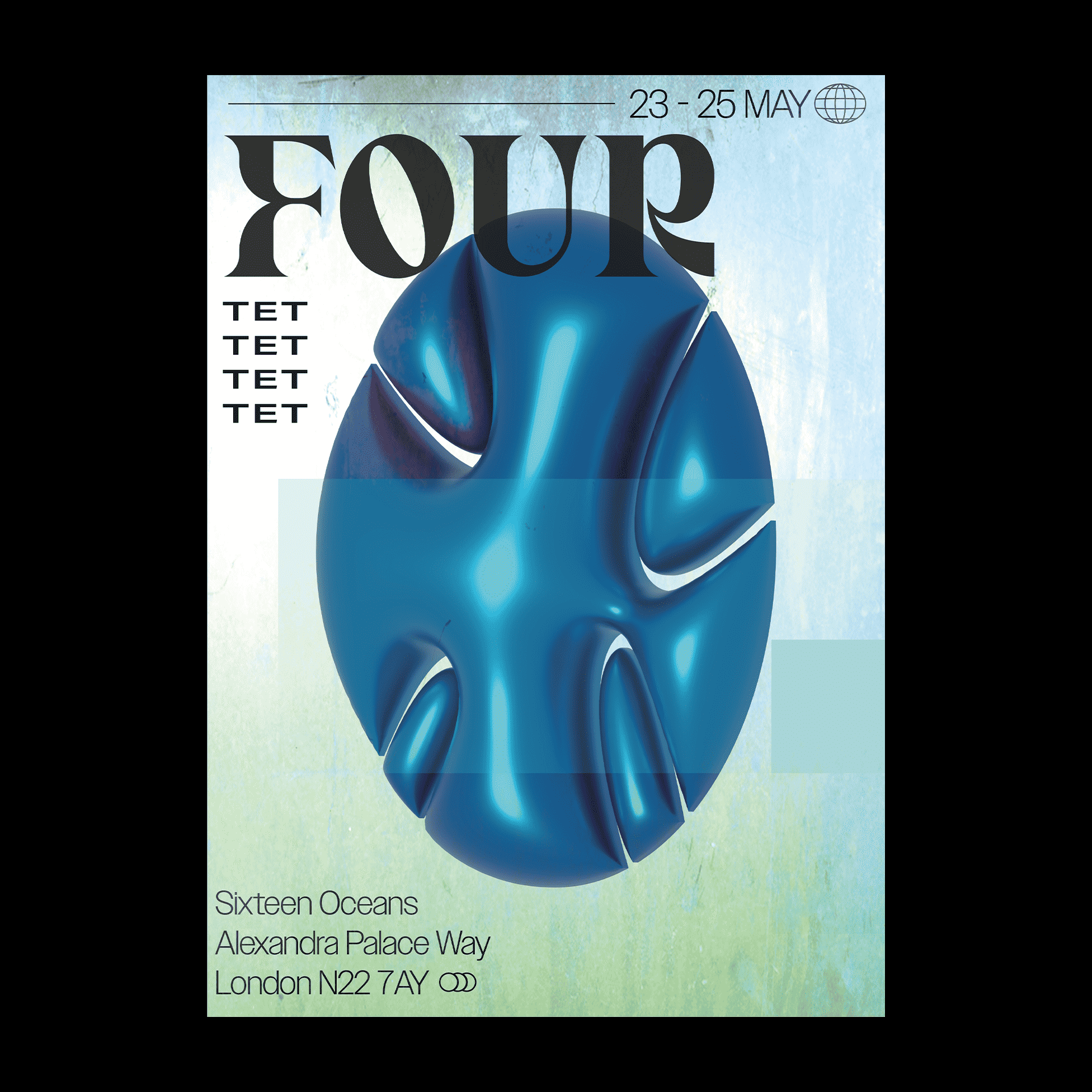 This poster captures the essence of Four Tet’s genre-blurring sound, a fusion of ambient textures, rhythmic precision, and visual abstraction. Inspired by his ability to weave organic and electronic elements, the design mirrors the layered complexity and emotional depth of his music